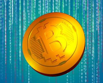 FX №181929 Bitcoin gold light coin Digital enterprise matrix style background