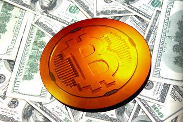 FX №181887 Bitcoin gold light coin Dollars on desktop wallpaper