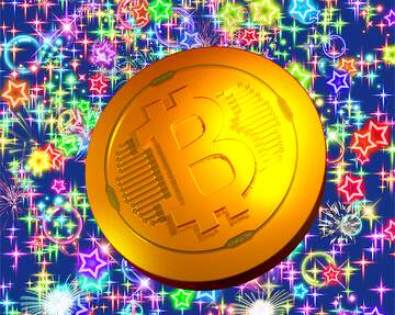 FX №181992 Bitcoin gold light coin Figure festive background