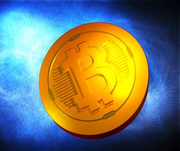 FX №181960 Blue background  Bitcoin gold light coin