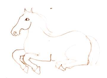 FX №181751 Pencil sketch horse old yellow paper