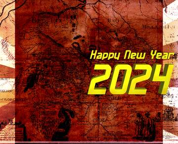 FX №181017 Old map  happy new year 2024 card