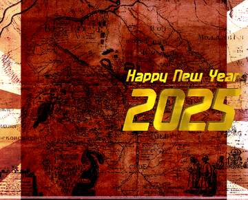 FX №181017 Old map  happy new year 2024 card