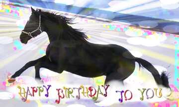 FX №181760 happy birthday card Horse snow