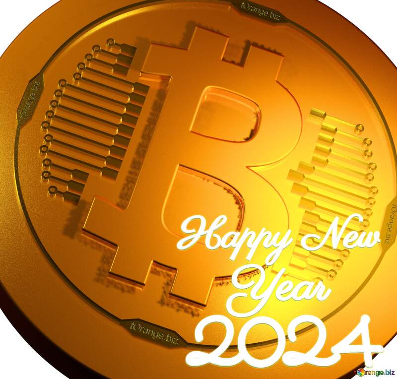 Bitcoin gold background  happy new year 2024 №51518