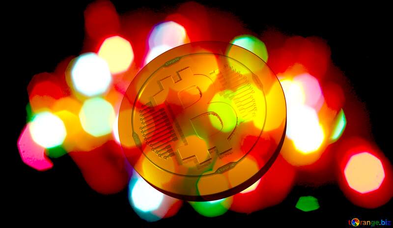 Bitcoin gold light coin Bright background blurred №41298