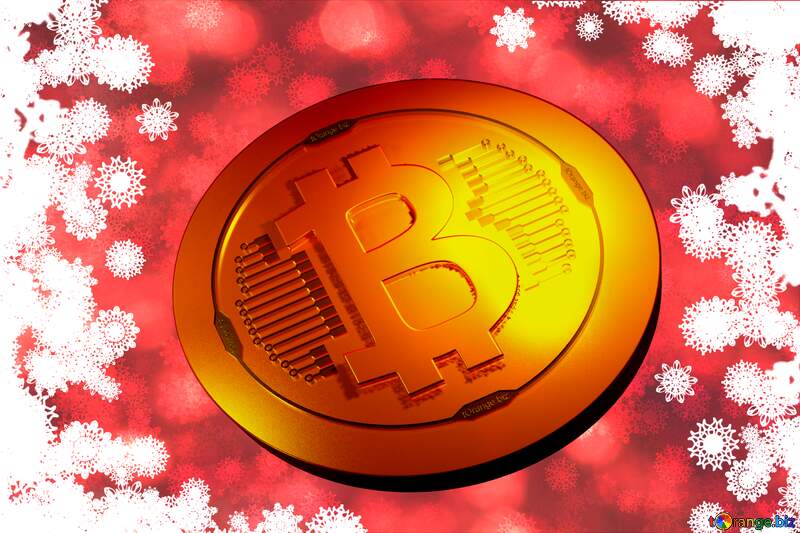 Bitcoin gold light coin Red Christmas background №40707