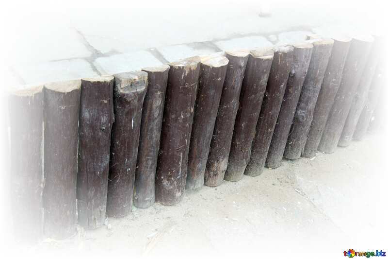 Decorative fence from woods logs №13980