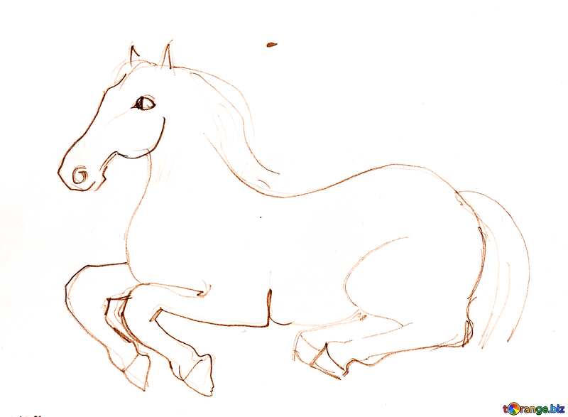 Pencil sketch horse old yellow paper №18703