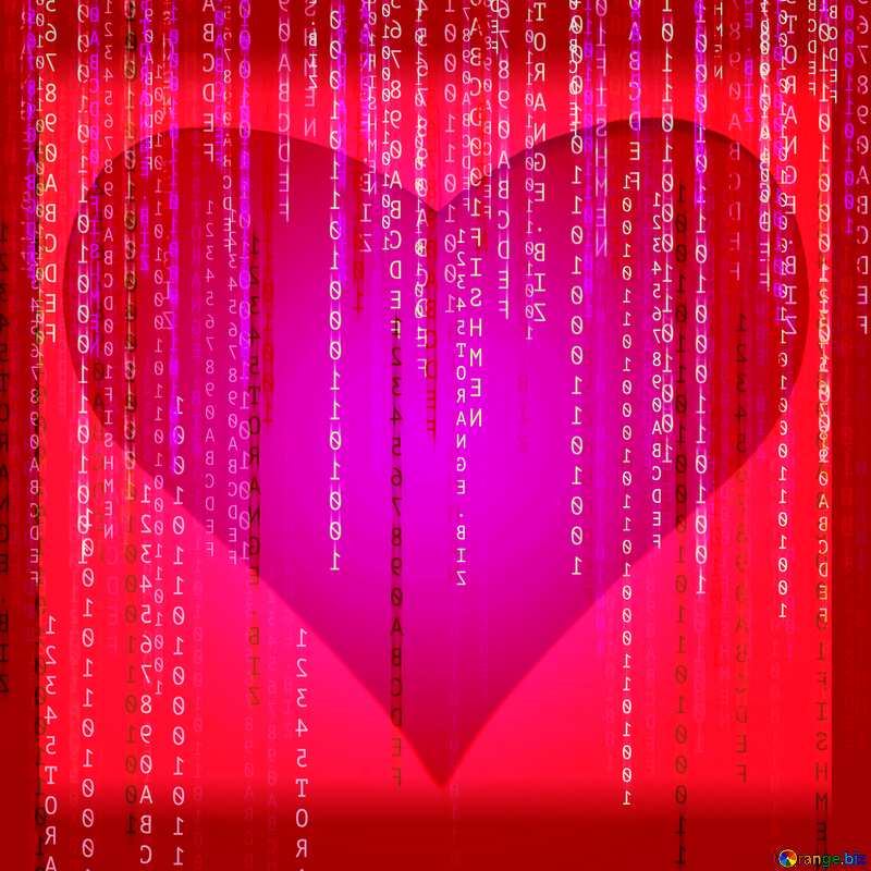  Red Digital heart №49671