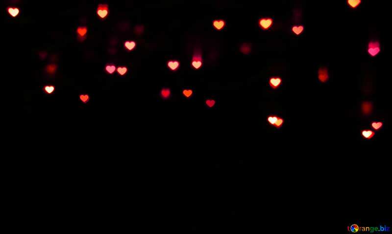 Lights hearts dark background red lights №37845