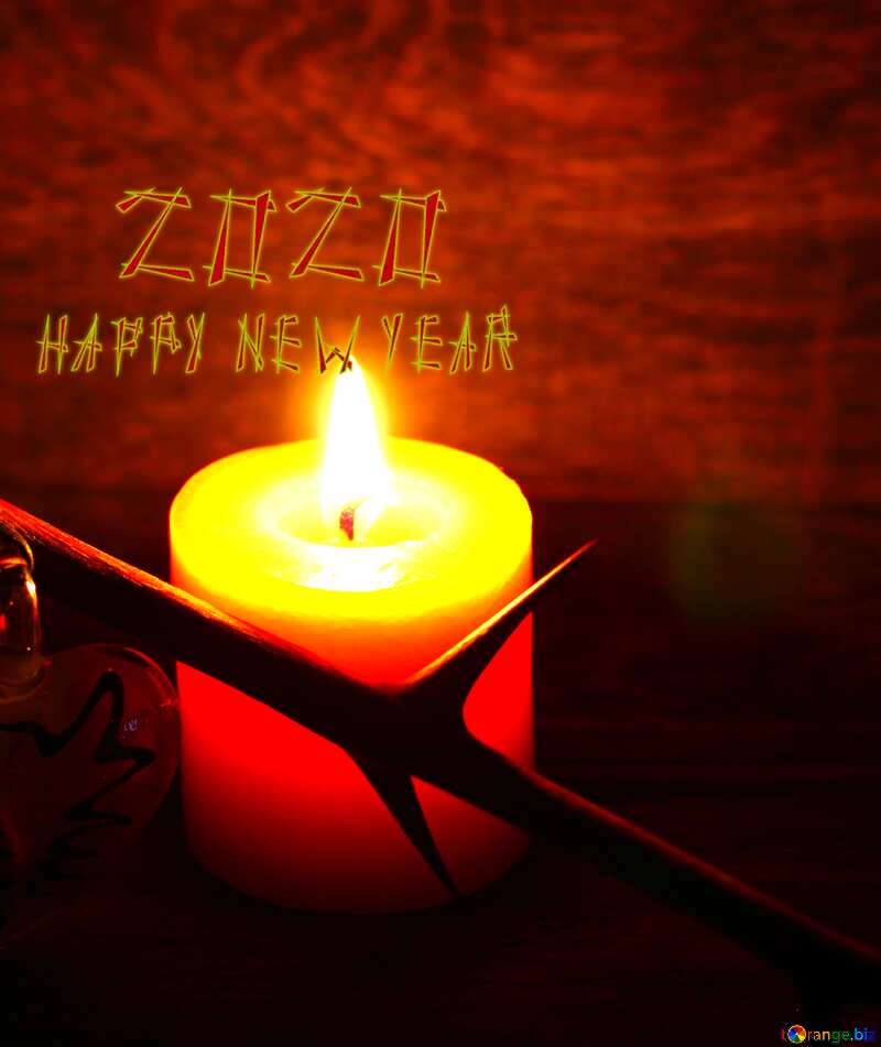 happy new year 2020 Candle and barbed branch №49226