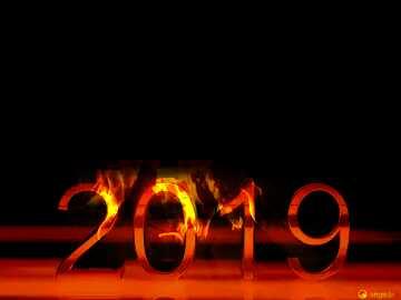 FX №182770 2019 3d render gold digits with reflections dark background isolated Flame Fire