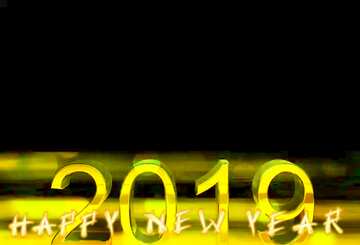 FX №182618 2019 3d render gold digits with reflections dark background isolated Happy New Year