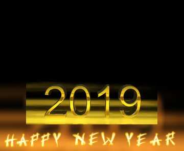 FX №182621 2019 3d render gold digits with reflections dark background isolated Happy New Year