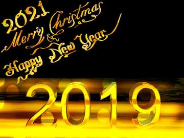 FX №182624 2019 3d render gold digits with reflections dark background isolated Merry Christmas Happy New Year