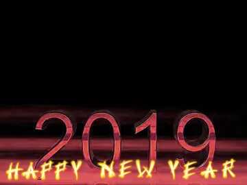 FX №182769 2019 3d render gold digits with reflections dark background isolated red happy new year