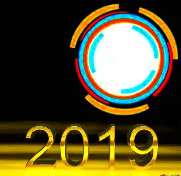 FX №182656 3d render 2019 gold digits Frame Circle
