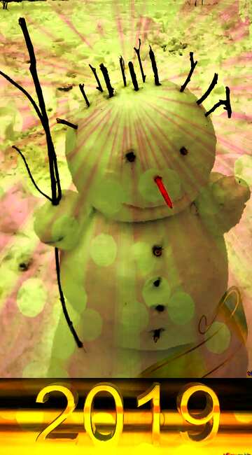 FX №182659 3d render 2019 gold digits Snowman