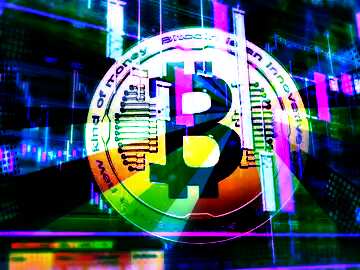 FX №182201 Bitcoin Blue Banner Background 3D render