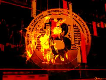 FX №182172 Bitcoin Fire Burning Flame Background