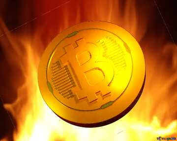 FX №182077 Bitcoin gold light coin Background Fire