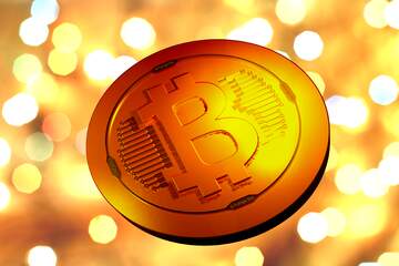 FX №182036 Bitcoin gold light coin Christmas background Christmas background