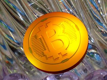 FX №182056 Bitcoin gold light coin Glass background