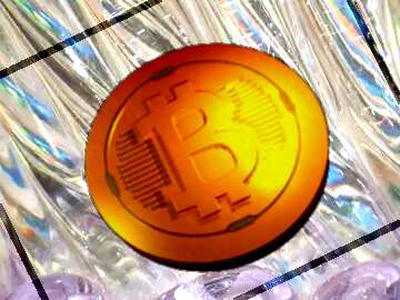 FX №182057 Bitcoin gold light coin Glass background