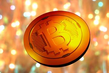FX №182042 Bitcoin gold light coin Lights in the background