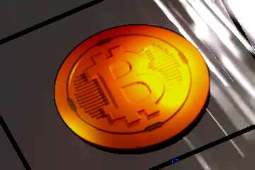 FX №182087 Bitcoin gold light coin Splash water on black background