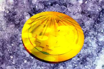 FX №182485 Bitcoin gold Rays coin Amethyst Texture Gemstone
