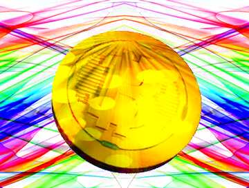 FX №182459 Bitcoin gold Rays coin Colorful Pattern