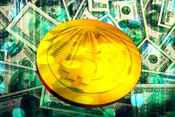 FX №182552 Bitcoin gold Rays coin Dollars Digital Matrix Style