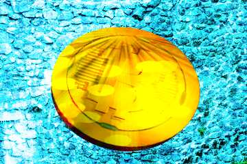 FX №182481 Bitcoin gold Rays coin Frozen Stone Texture