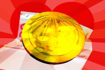 FX №182582 Bitcoin gold Rays coin Heart