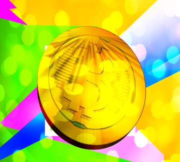 FX №182603 Bitcoin gold Rays coin Illustration Colorful Template Background