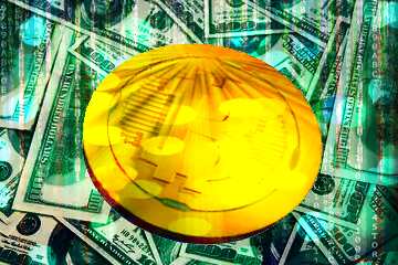 FX №182550 Bitcoin gold Rays coin Matrix Style Dollars