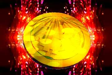 FX №182477 Bitcoin gold Rays coin Optical Fiber