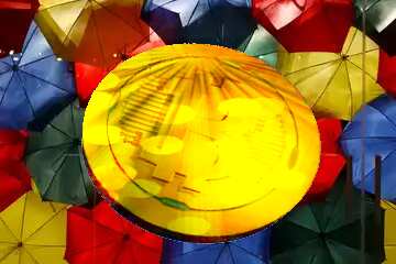 FX №182492 Bitcoin gold Rays coin Umbrellas Texture