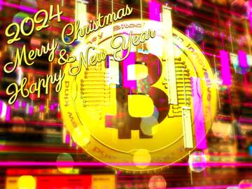 FX №182151 Bitcoin Happy Year Merry Christmas Card Background 2022