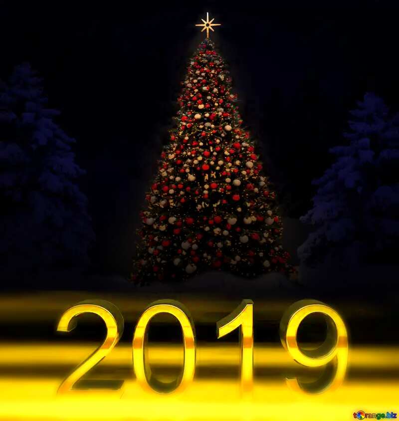 2019 3d render dark background christmas  Tree №40738