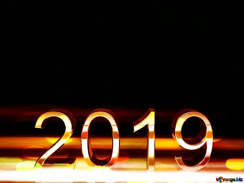 2019 3d render gold digits with reflections dark background isolated №51520