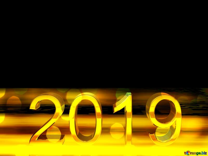 2019 3d render gold digits with reflections dark background isolated Bokeh Background №51520