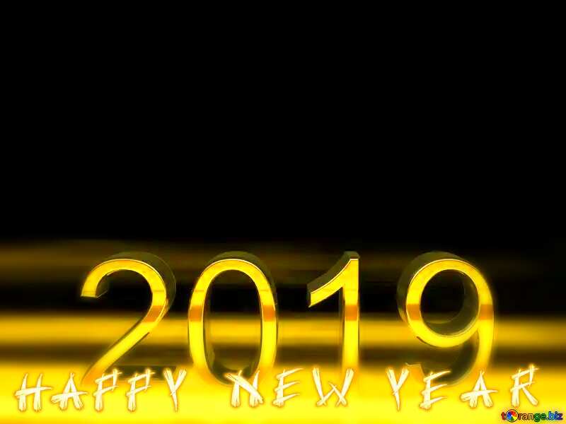 2019 3d render gold digits with reflections dark background isolated Happy New Year №51520
