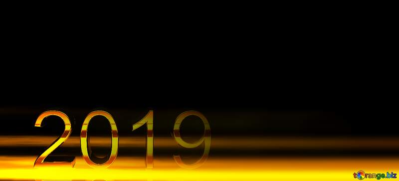 2019 3d render gold digits with reflections dark background isolated Template №51520