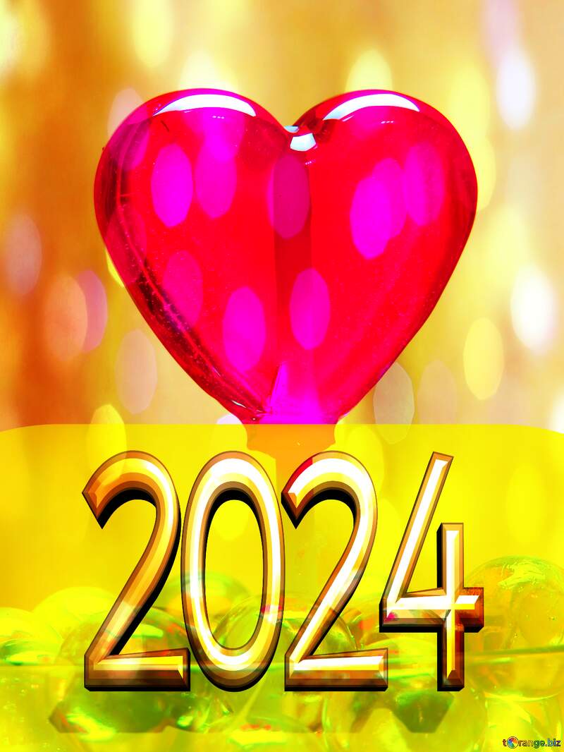 2022 gold digits   Candy heart bokeh background  Candy in the shape of heart №17437