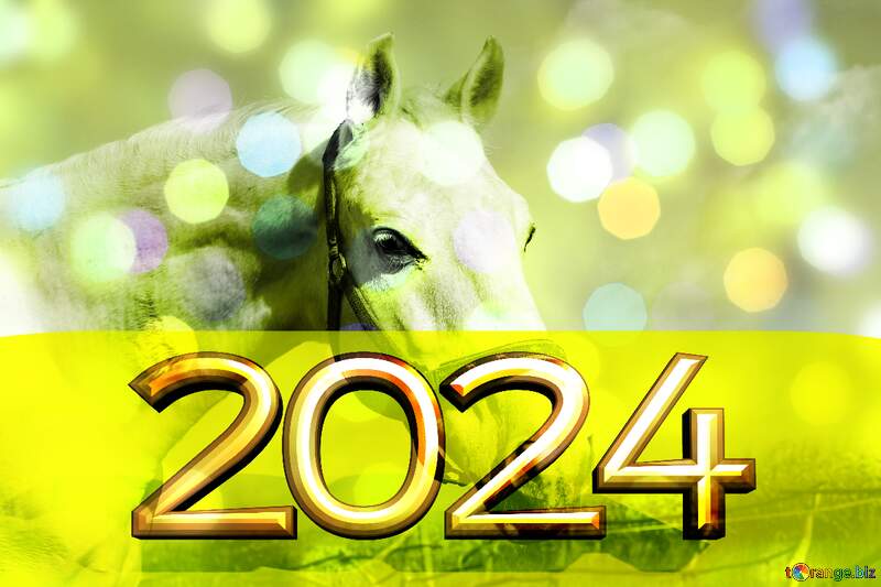 2022 gold digits   White Horse overlay bokeh lights №25811