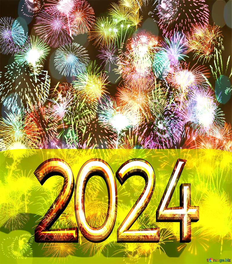 Background fireworks overlay bokeh background 2022 gold digits №39942