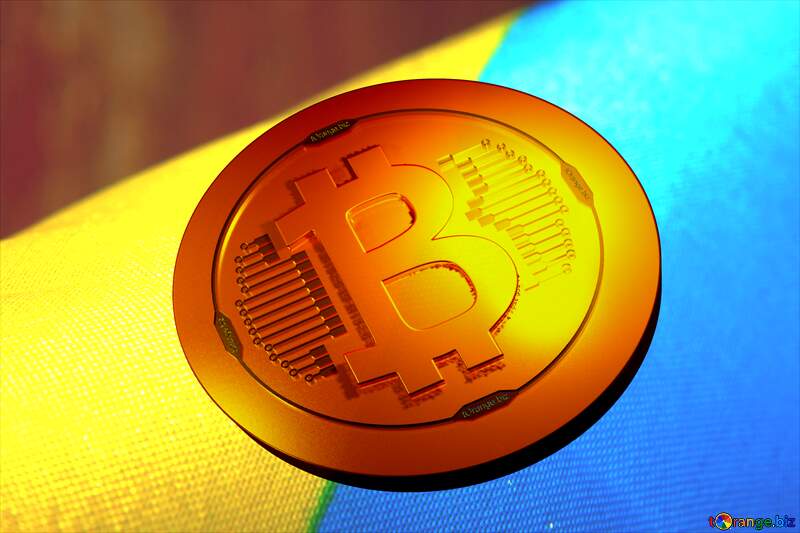 Bitcoin gold light coin Background with the flag of Ukraine №36245